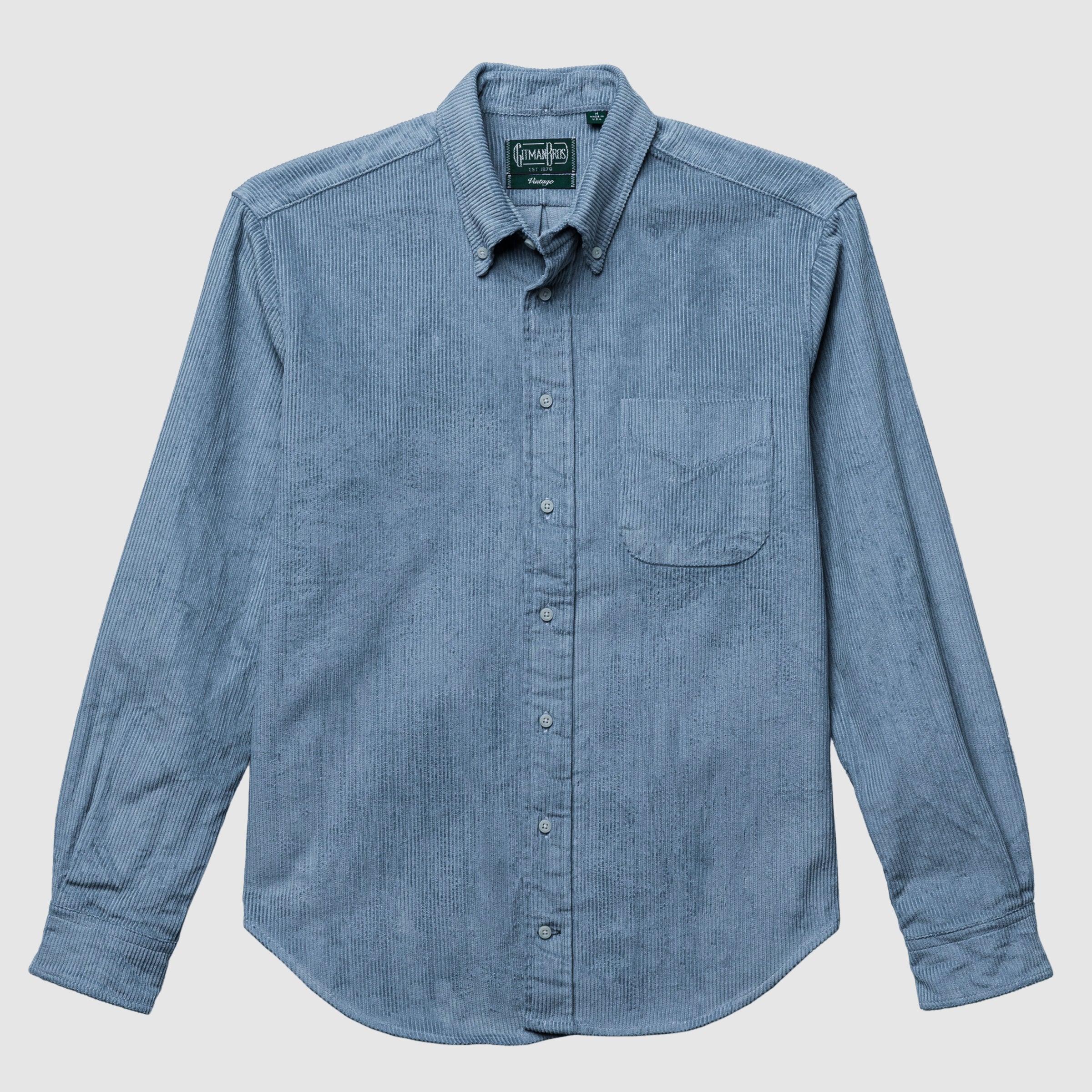 Light Blue Jumbo Corduroy Long Sleeve Camp Shirt – Silver Deer