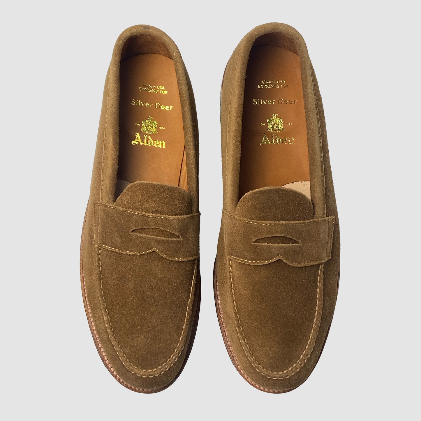 Alden Unlined Penny Loafer Snuff Suede