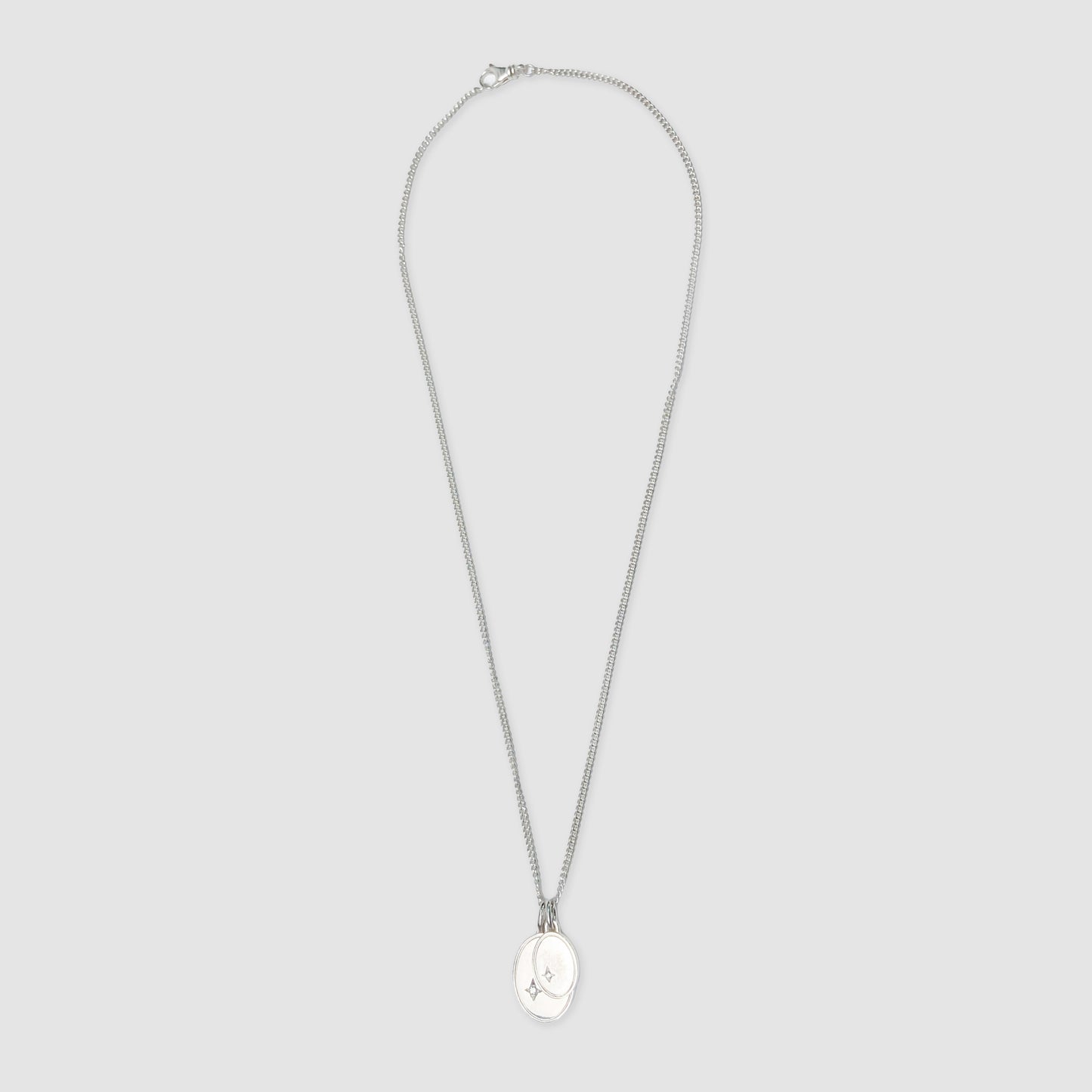 The Gudo Oval Necklace - Silver/White Diamond - O/S