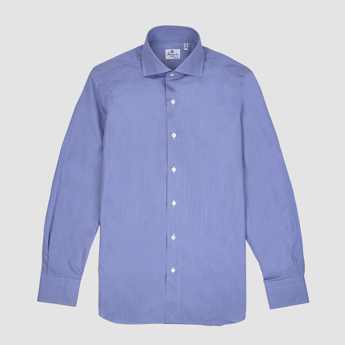 Micro Check Poplin  Napoli Fit - Blue/ White