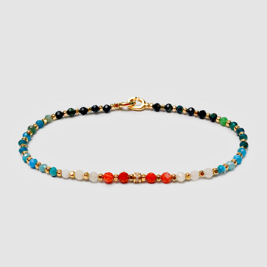 Crystal Bracelet in Yellow Gold / Red Pattern with White Diamonds