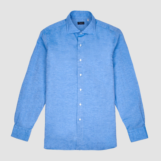 Carlo Riva Cotton Linen Napoli Fit Sportshirt - Blue