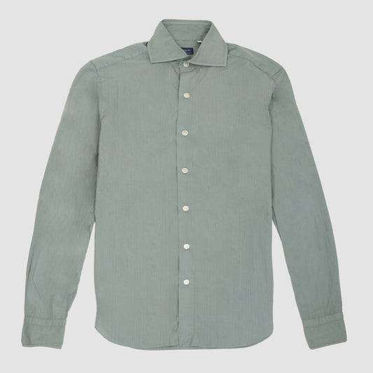 Green Cotton Eduardo Collar Napoli Fit Shirt