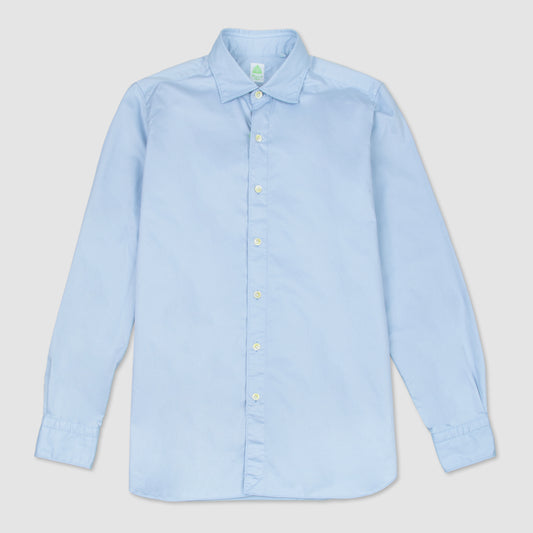 Light Blue Solid cotton Luigi Collar Gaeta Fit Shirt