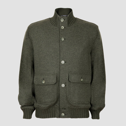 Surreale Flannel Cashmere Bomber - Green