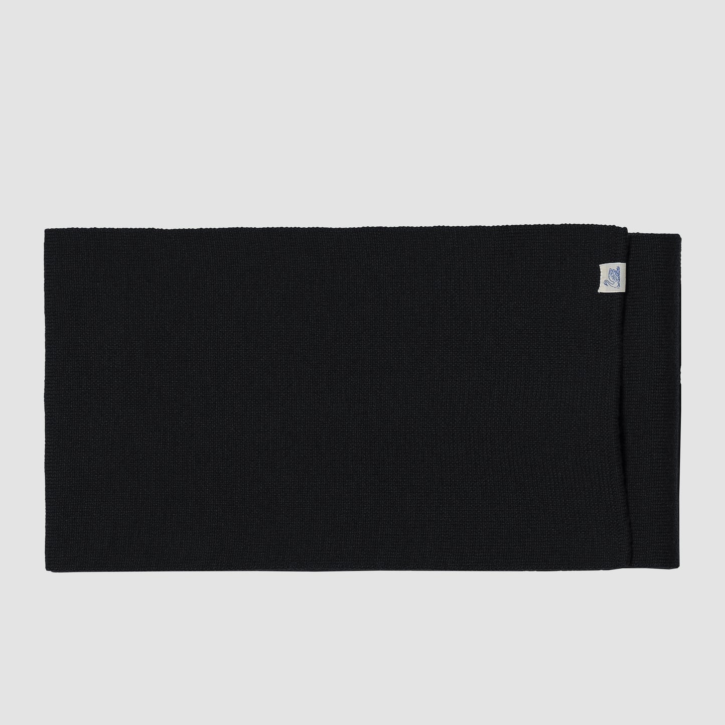 Merino Wool Ribbed Classic Scarf - Deep Black