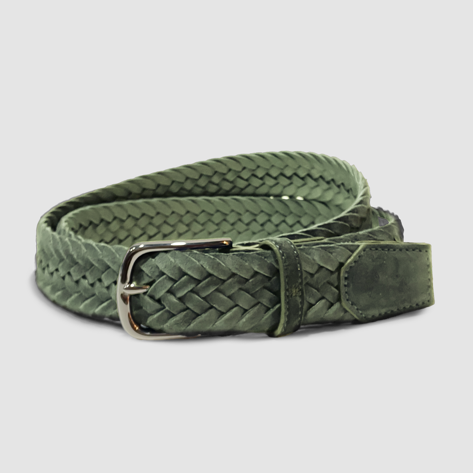 Suede Braded Belt Green – Silver Santa Fe