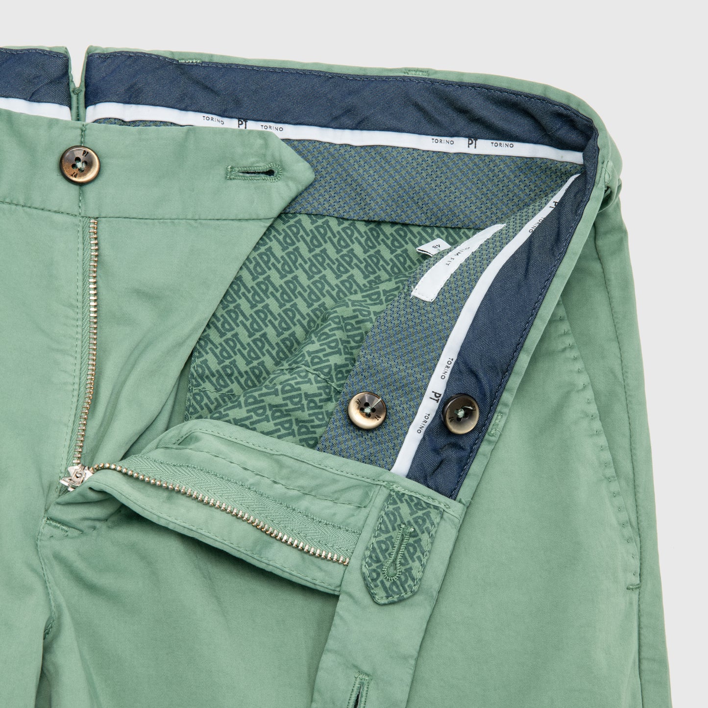 Cotton Silk Chino Trousers Y433 Sage