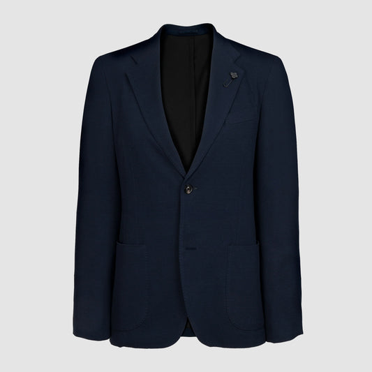 Cotton Silk Super Fine Jersey Single Breasted Jacket Navy