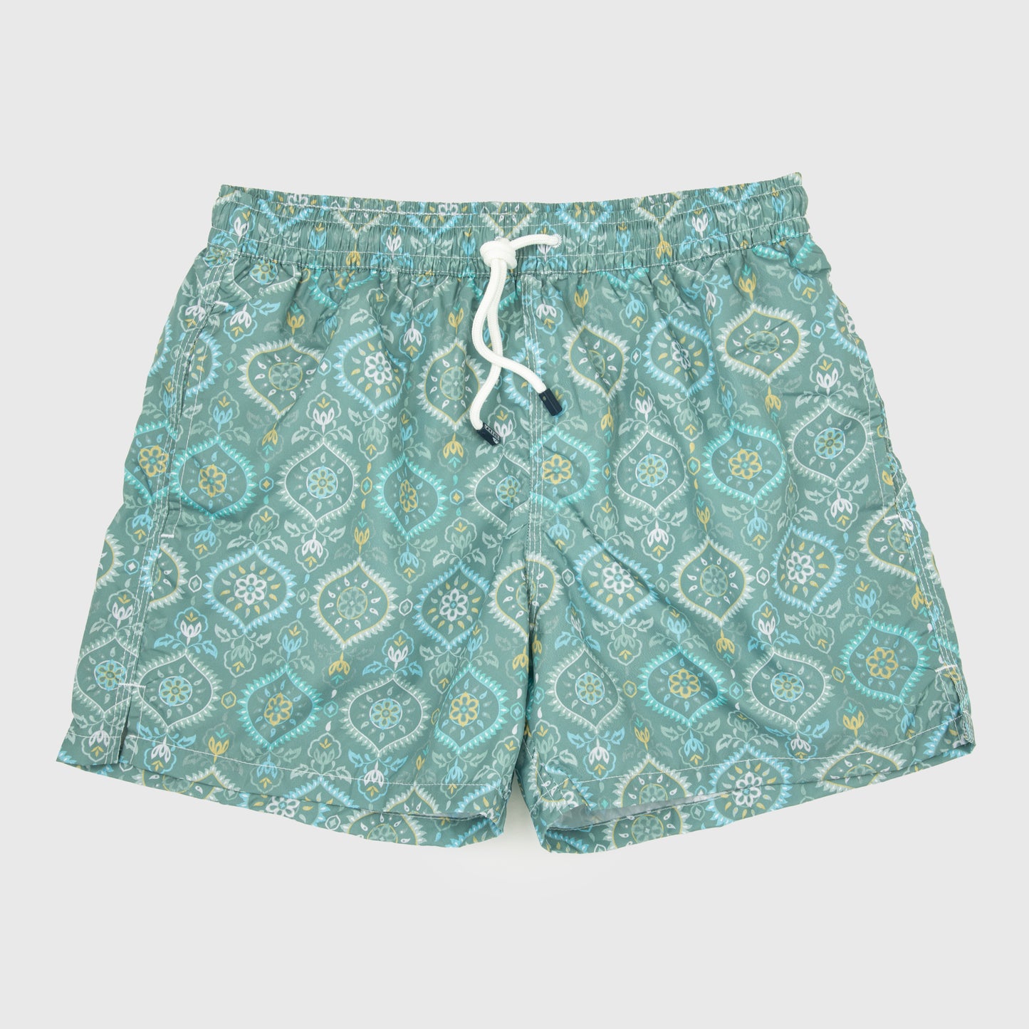 Madeira Printed Swim Trunk Hindu Floral Pattern Green