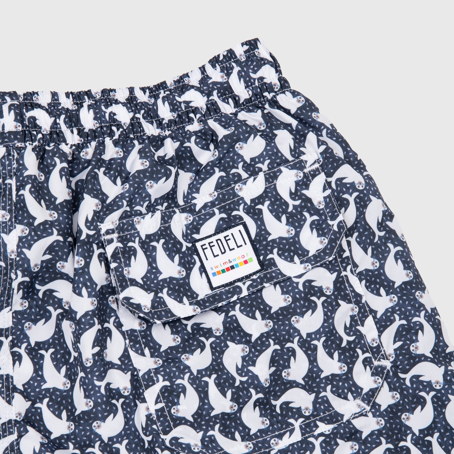 Madeira Printed Swim Trunk Seals Navy