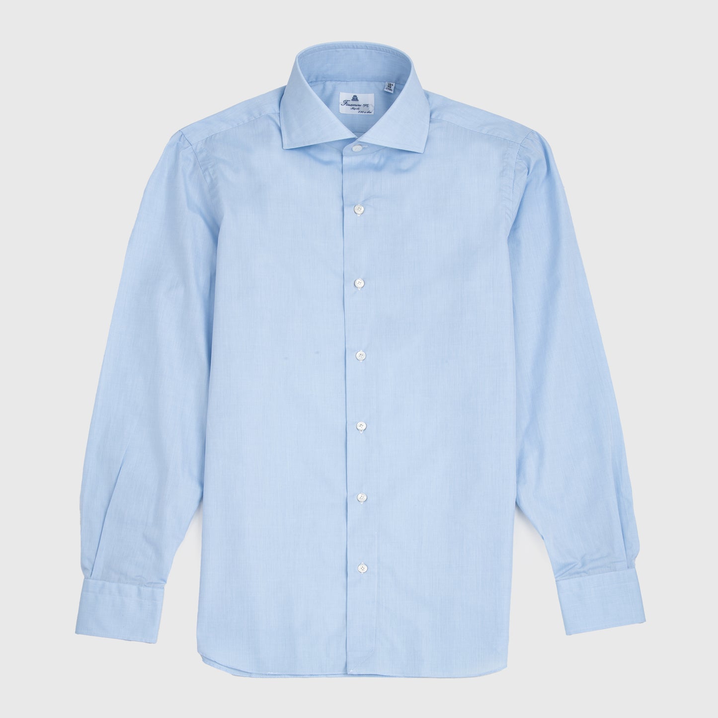 Blue Poplin Eduardo Spread Collar, Napoli Fit 170/2 Dress Shirt