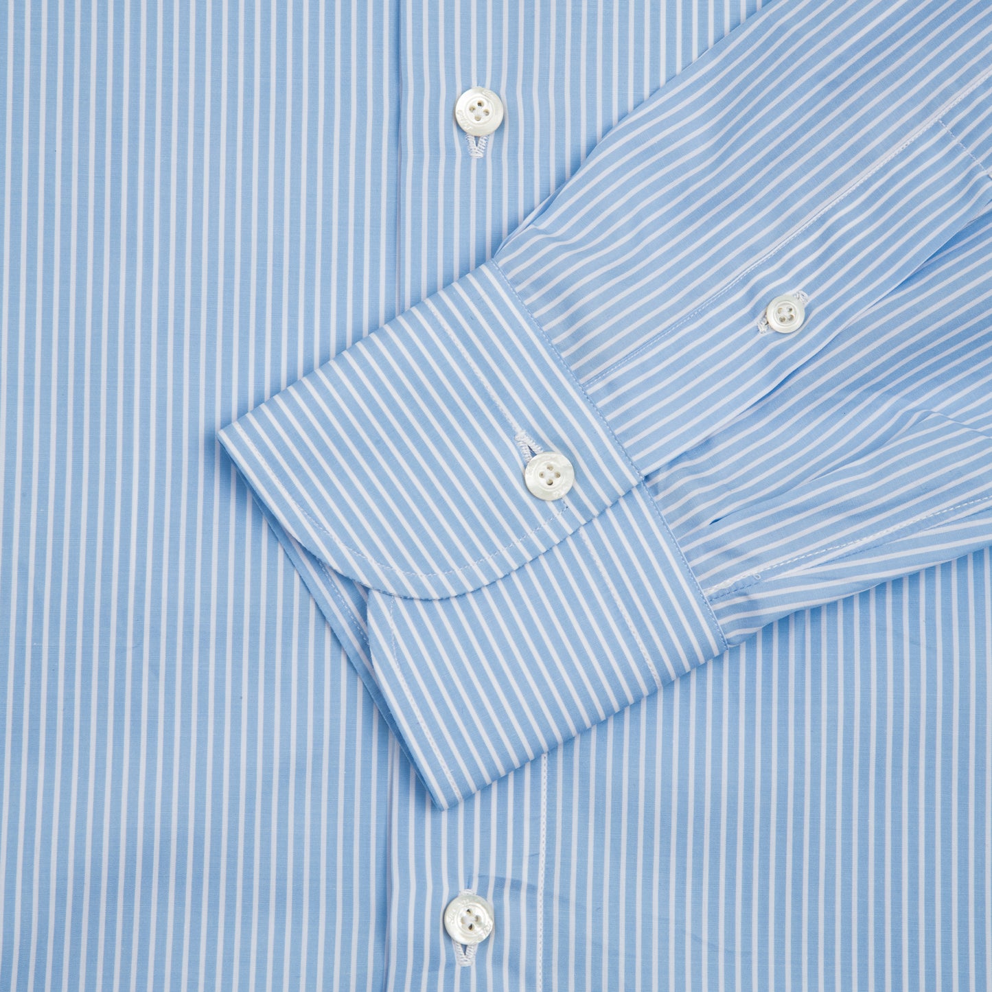 Blue and White Striped Poplin Zante Collar, Napoli Fit, 170/2 Dress Shirt