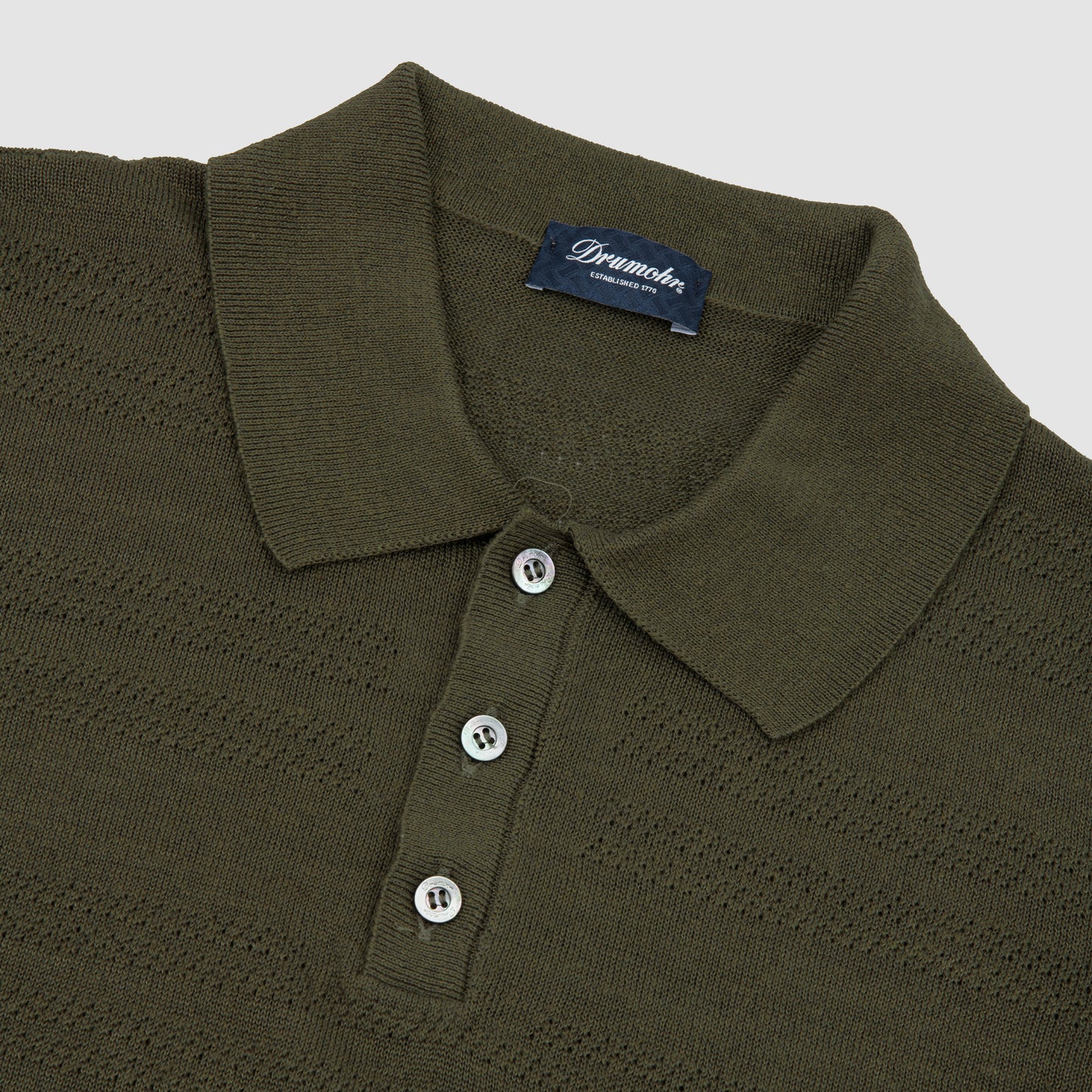 Linen and Cotton Knit Polo Green