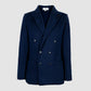 Cotton Knit Double Breast Jacket   Blue