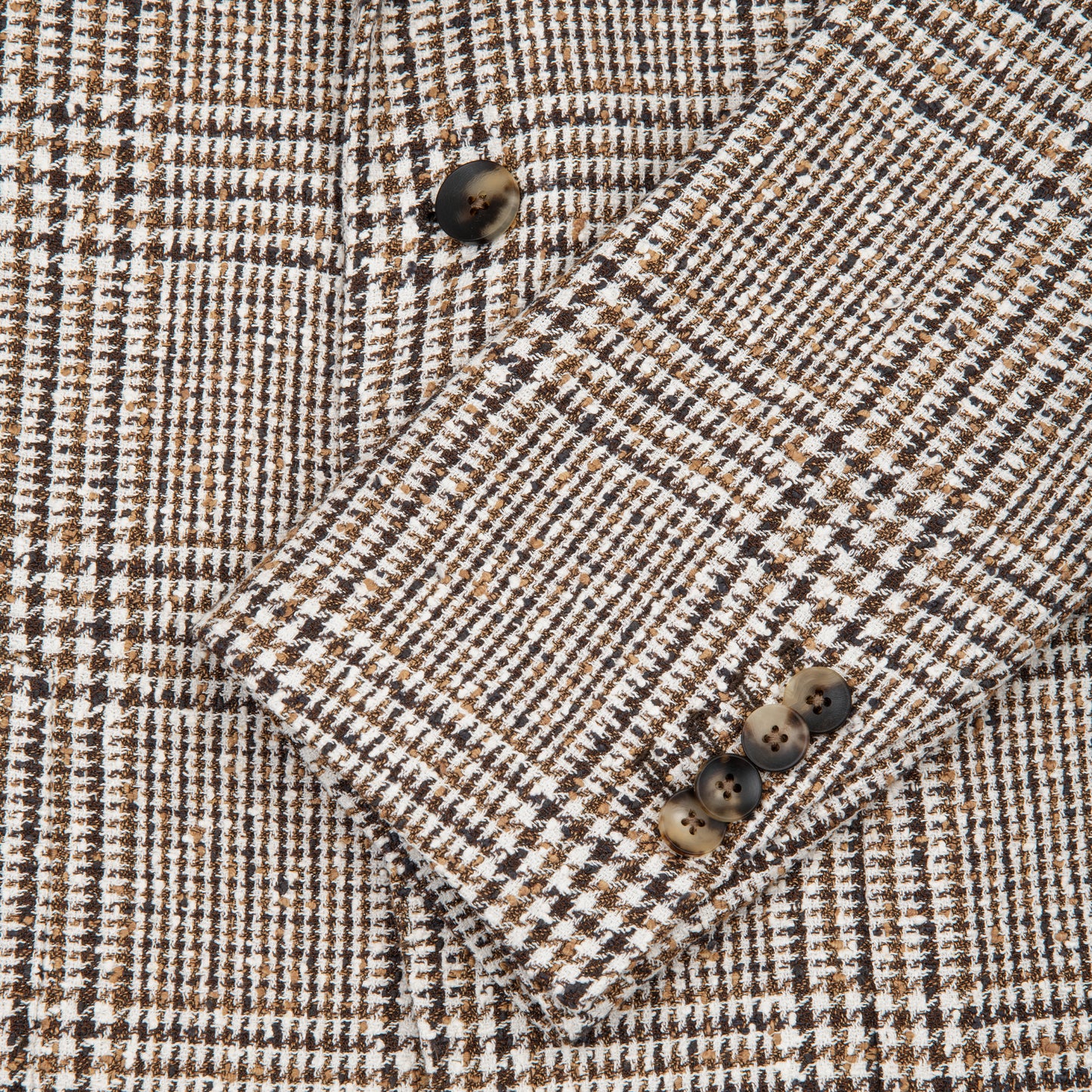 Prince of Wales Linen and Nylon Single Breasted Jacket Brown