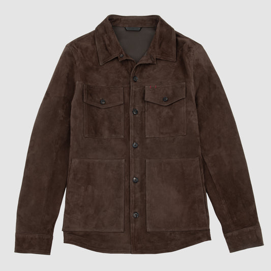 Aqua Suede Overshirt Dark Brown