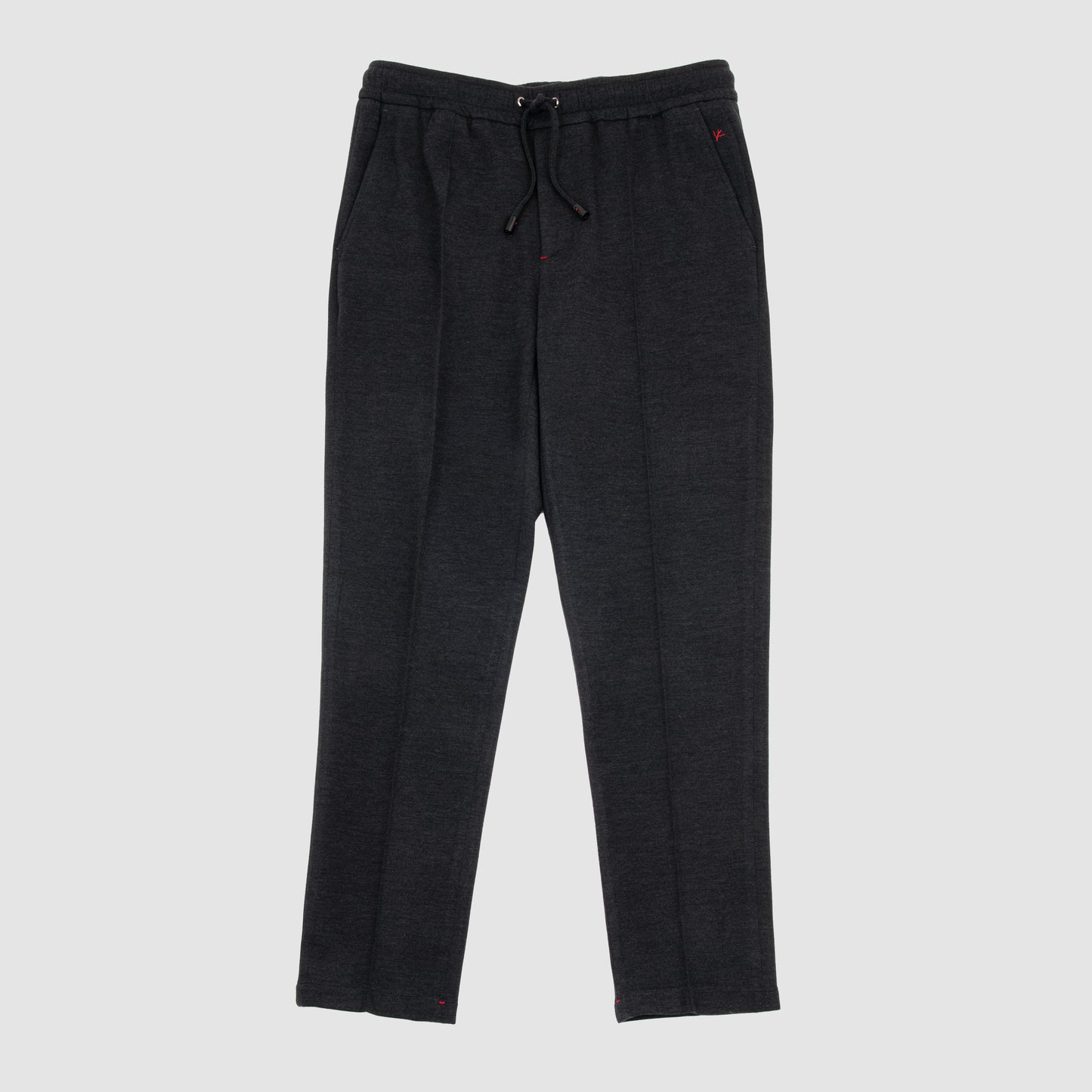 Wool Double Face Jersey Drawstring Trousers Dark Grey