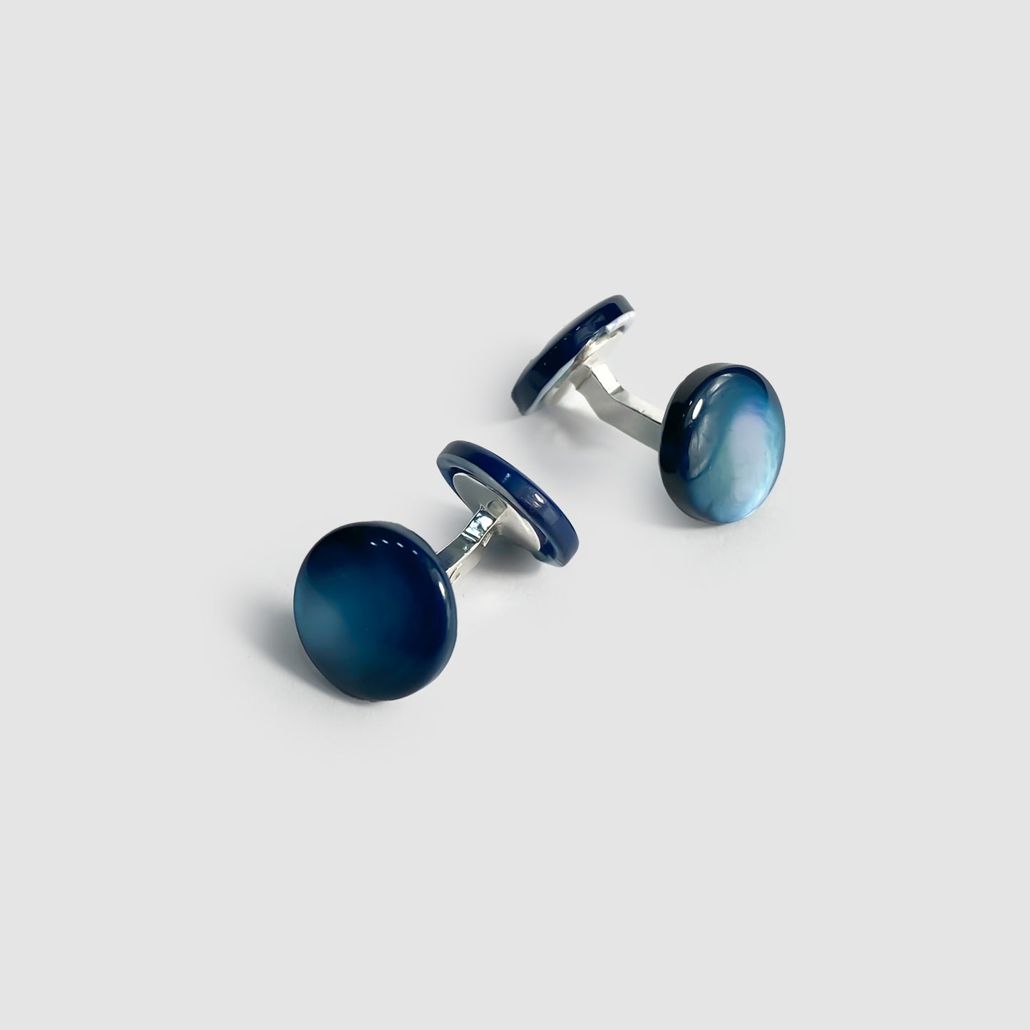 Tinted Mother of Pearl, Sterling silver Cufflinks, Blue 2