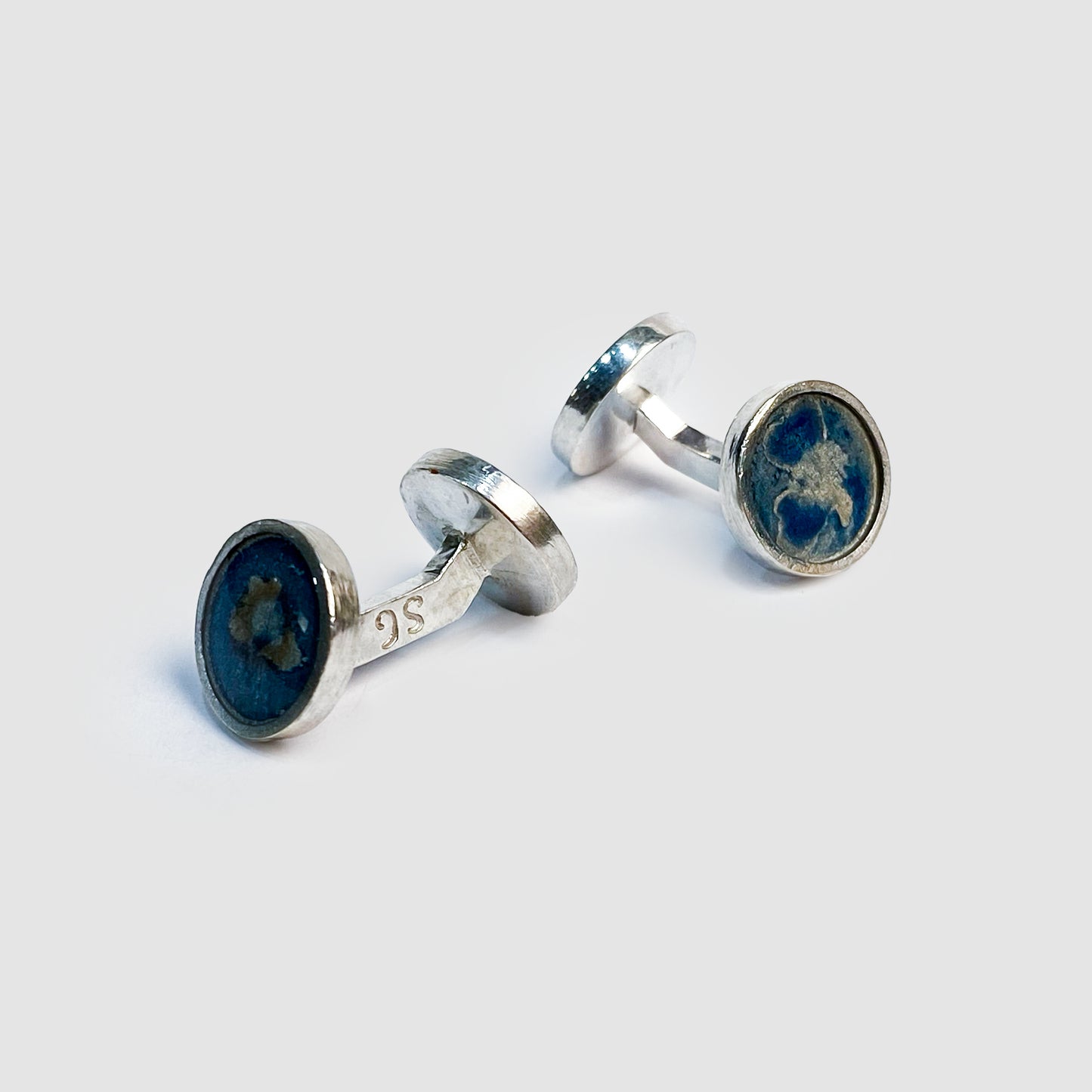 Summer Cyanotype, Leaf and Sterling silver Cufflinks