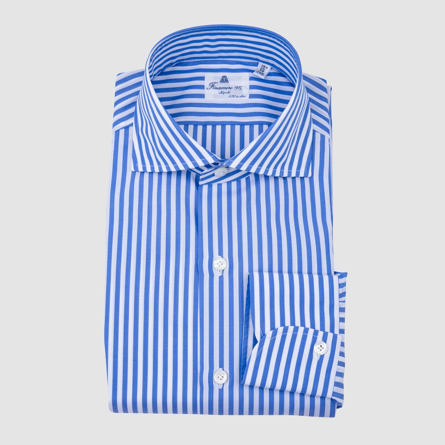 Blue & White Striped, Eduardo Spread Collar, Napoli Fit 170/2 Dress Shirt