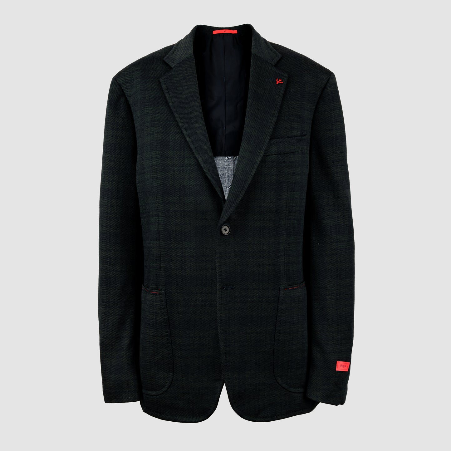 Capri Single Breasted Navy and Green Ovecheck Wool and Silk Jacket