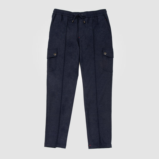 Drawstring Cargo Wool and Cashmere Sportpants Navy