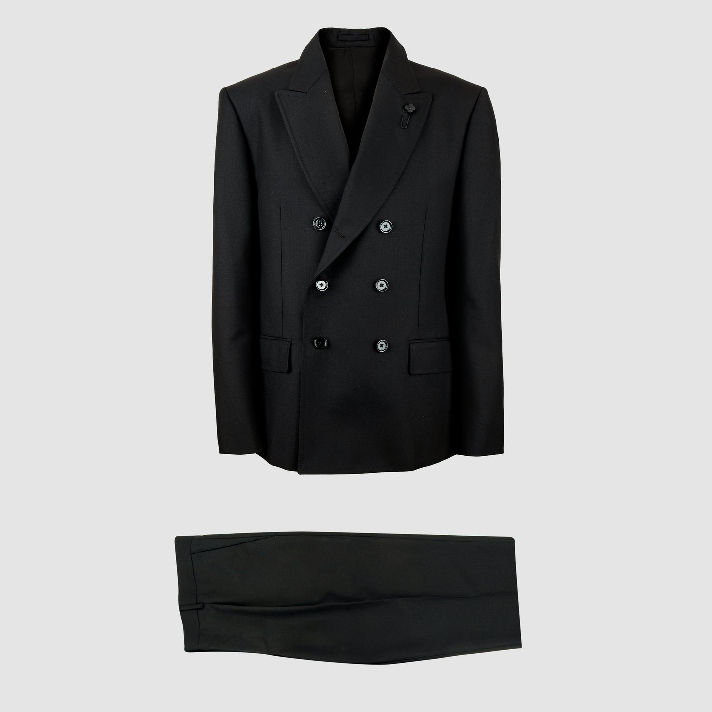 Wool Mohair Double Breasted Suit Black