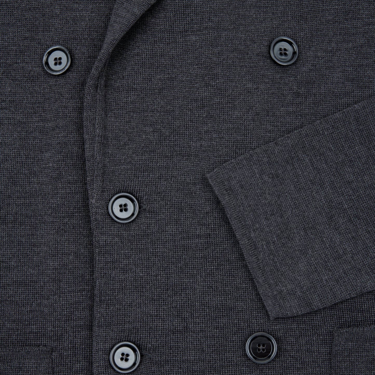 Wool Double Brested Knit Sportsjacket Dark Grey