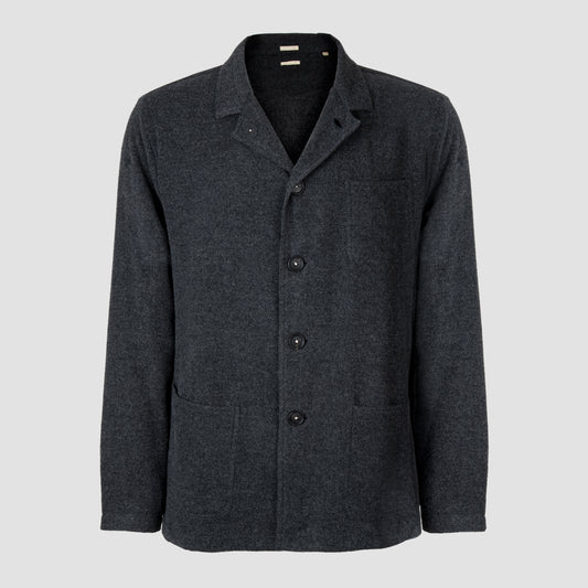 Wool, Cashmere and Silk Overshirt with Patch Pockets Dark Grey