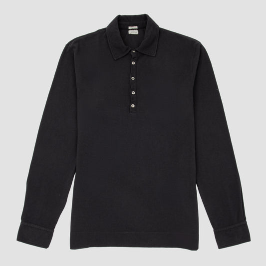 Cotton Long Sleeve Polo Black