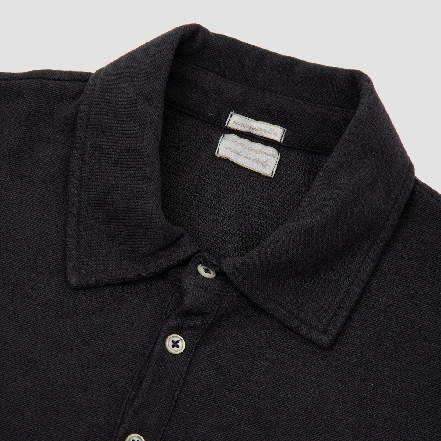 Cotton Long Sleeve Polo Black