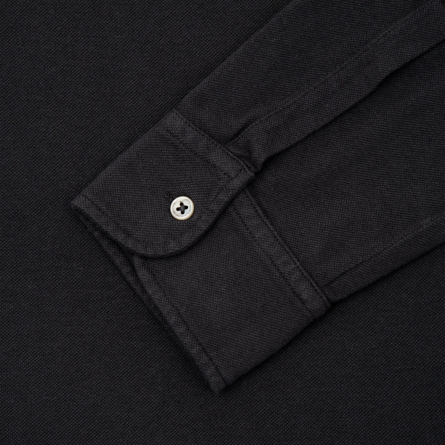 Cotton Long Sleeve Polo Black