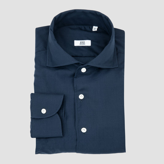 Wool Poplin Sportshirt Navy