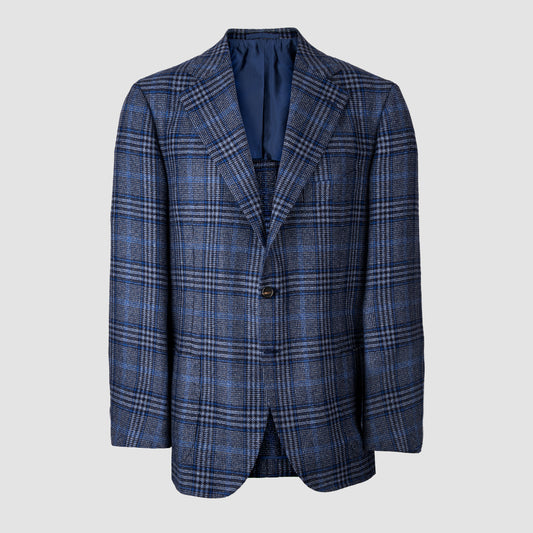 Navy and Blue Overcheck Cashmere Jacket