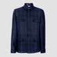 Navy and Blue Overcheck Wool Overshirt B32