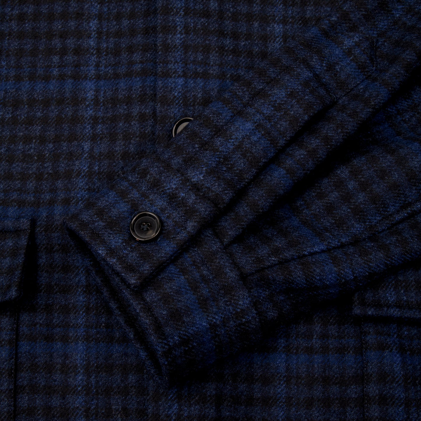 Navy and Blue Overcheck Wool Overshirt B32