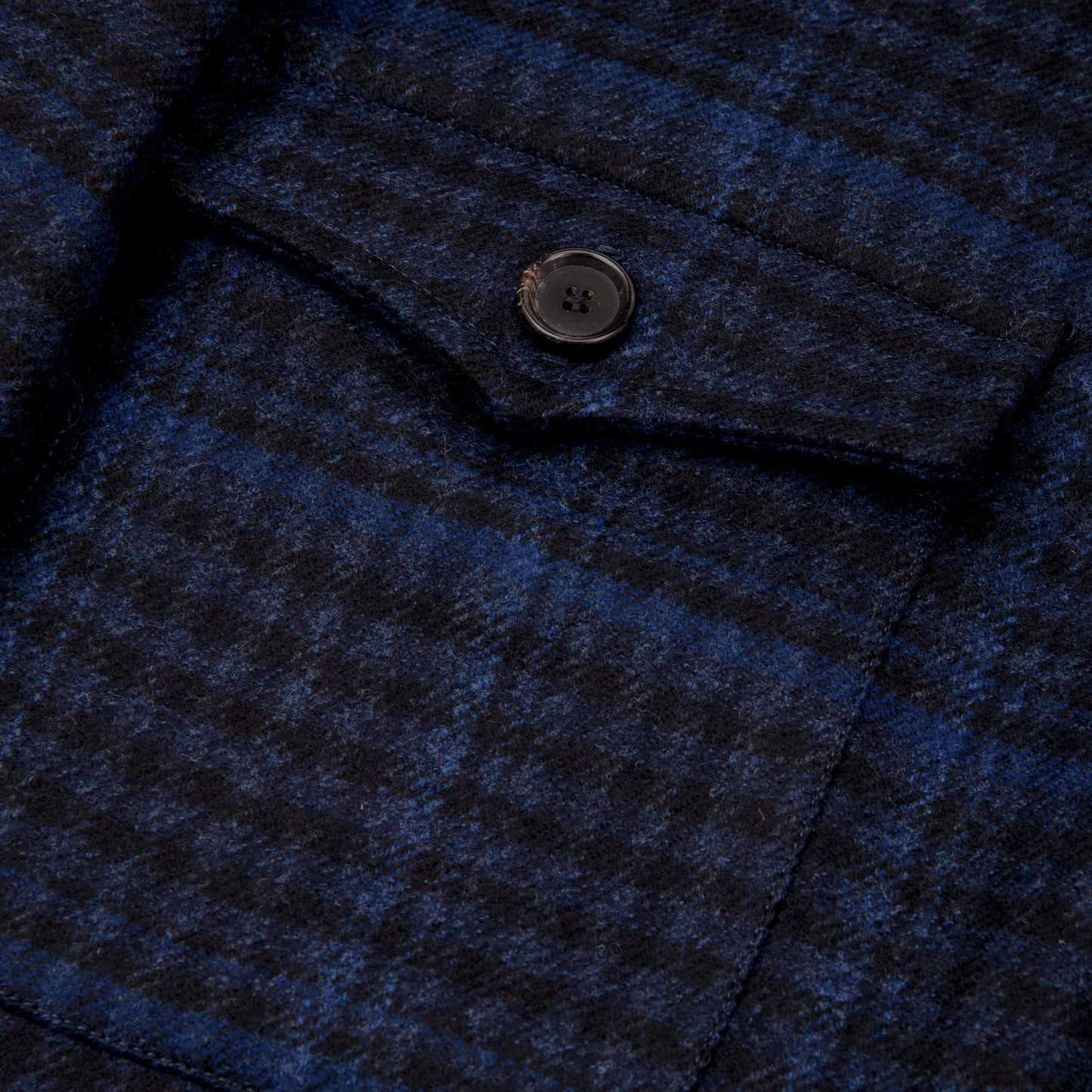 Navy and Blue Overcheck Wool Overshirt B32