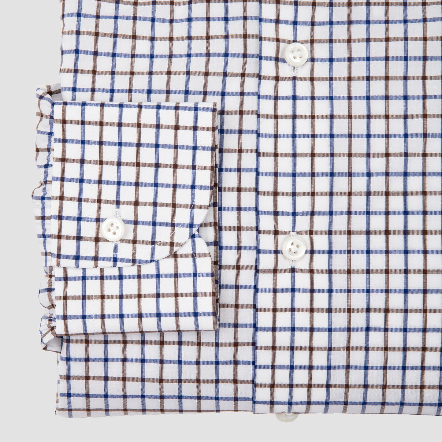 Checked Shirt with Tullio Collar Navy and Brown