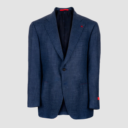 Domenico  Single Breasted  Jacket Solid Blue