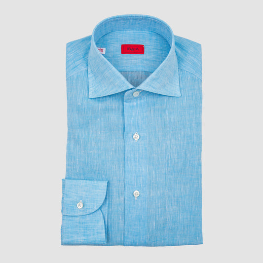 Linen Sportshirt Acqua Blue