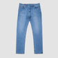 Denim Slim Straight Jeans w/Whiskers - Light Blue