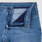 Denim Slim Straight Jeans w/Whiskers - Light Blue