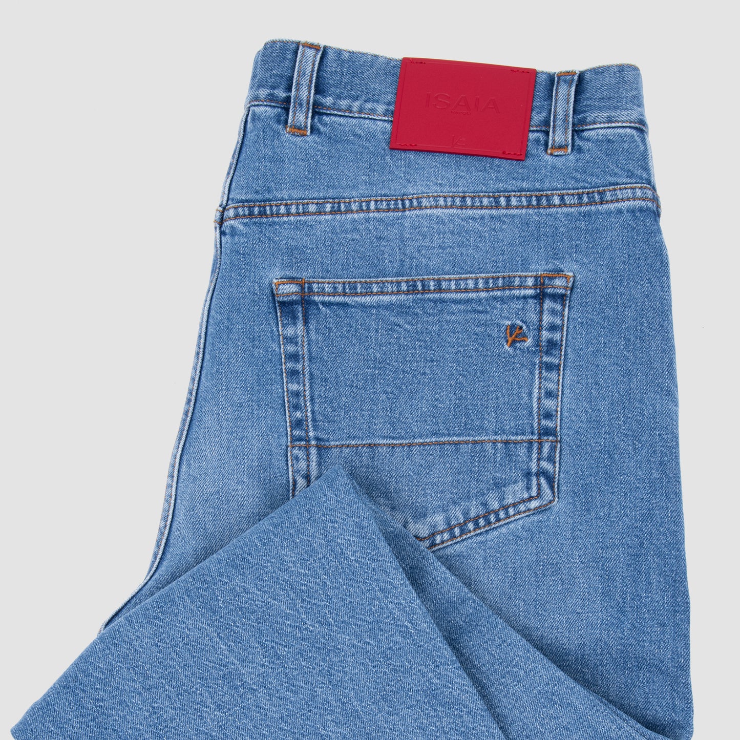 Denim Slim Straight Jeans w/Whiskers - Light Blue