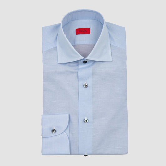 Cotton and Linen Sportshirt Light Blue