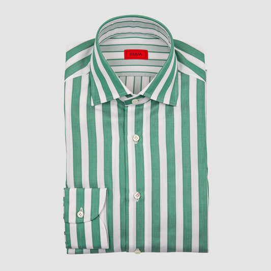 Double Face Striped Sportshirt Green & White