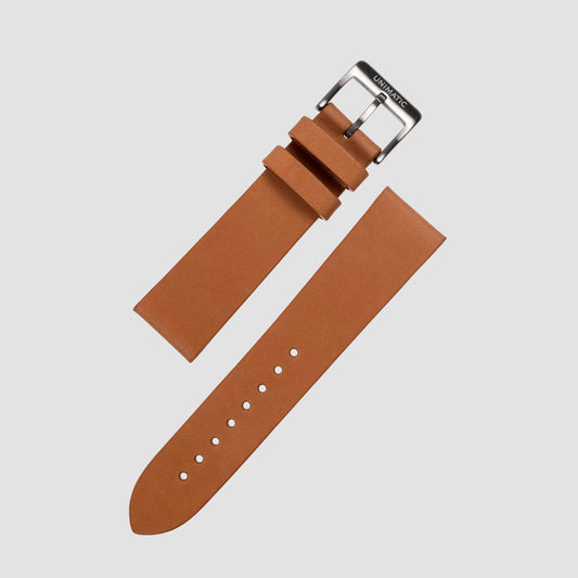 Chocolate Leather 2 pcs Brushed Steel Strap - 22MM Caramel