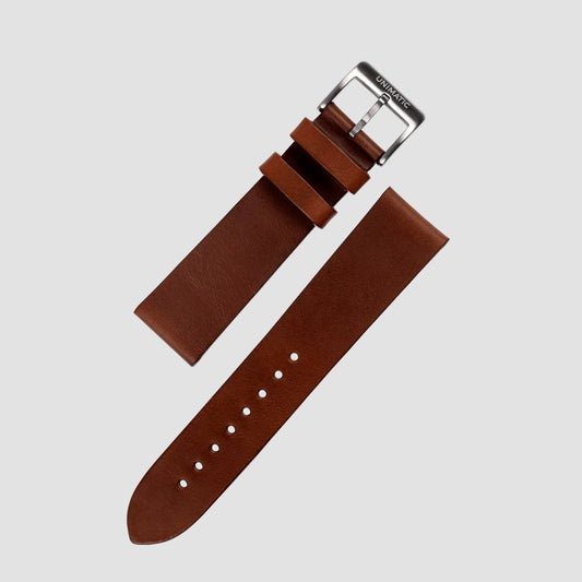 Chocolate Leather 2 pcs Brushed Steel Strap - 22MM Milk