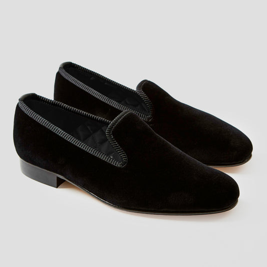 Black Velvet Plain Albert Slipper