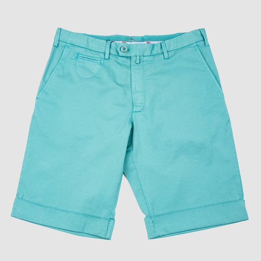 Satin Cotton Silk Comfort Bermudas - Aqua Blue